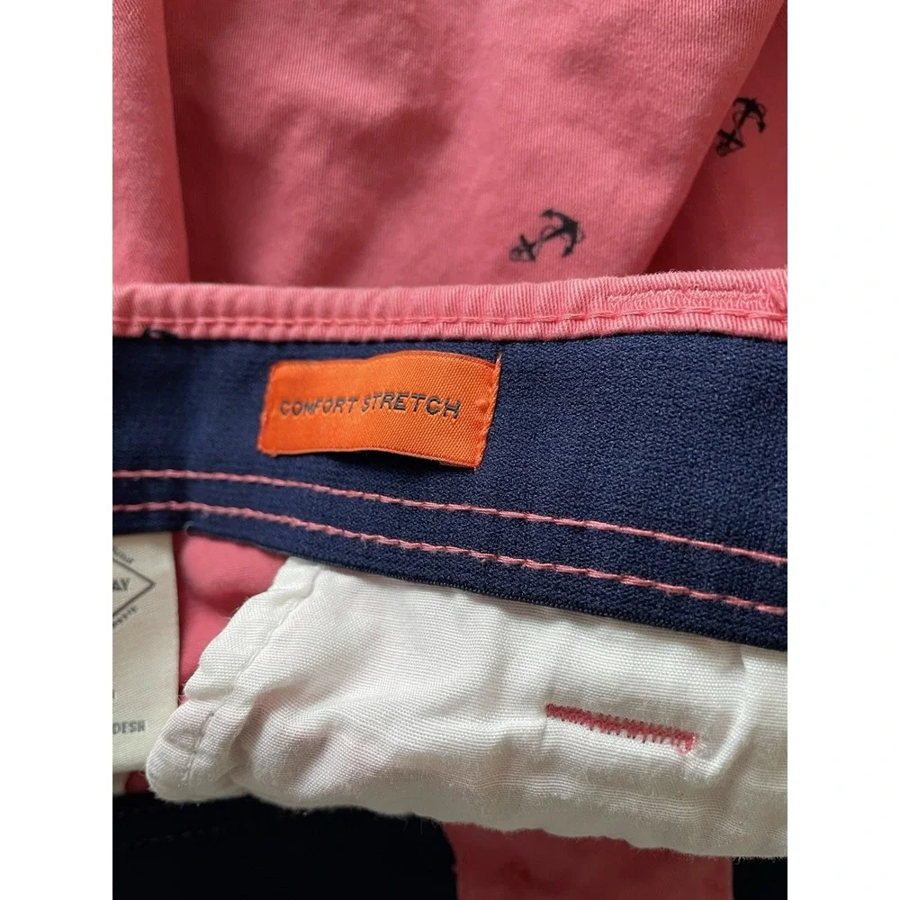 St‎ Johns Bay Shorts Mens 38 Pink Anchor Nautical Preppy Coastal Stretch Chino
